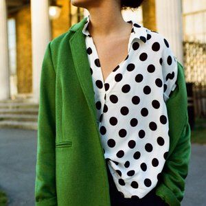 Mango B&W Polka Dot Blouse